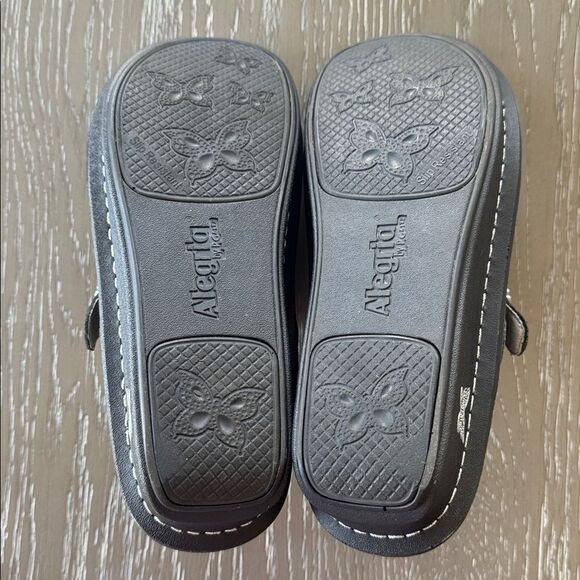 Alegria KLOVER Black Leather Slide Sandals or Slingback Lacer Cut Design Size 39 - Picture 8 of 12